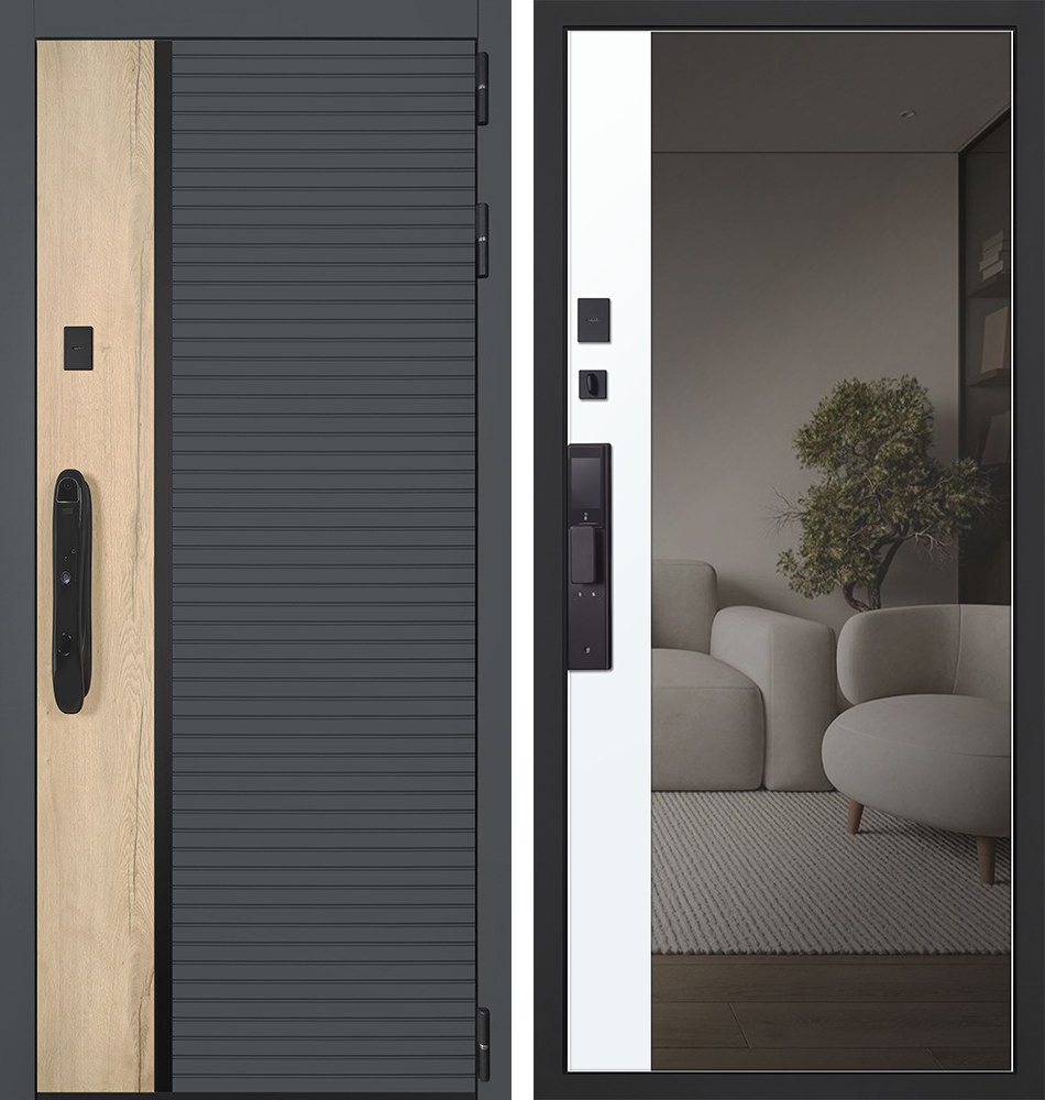 Стальная дверь "Авангард" с зеркалом (биометрический замок)