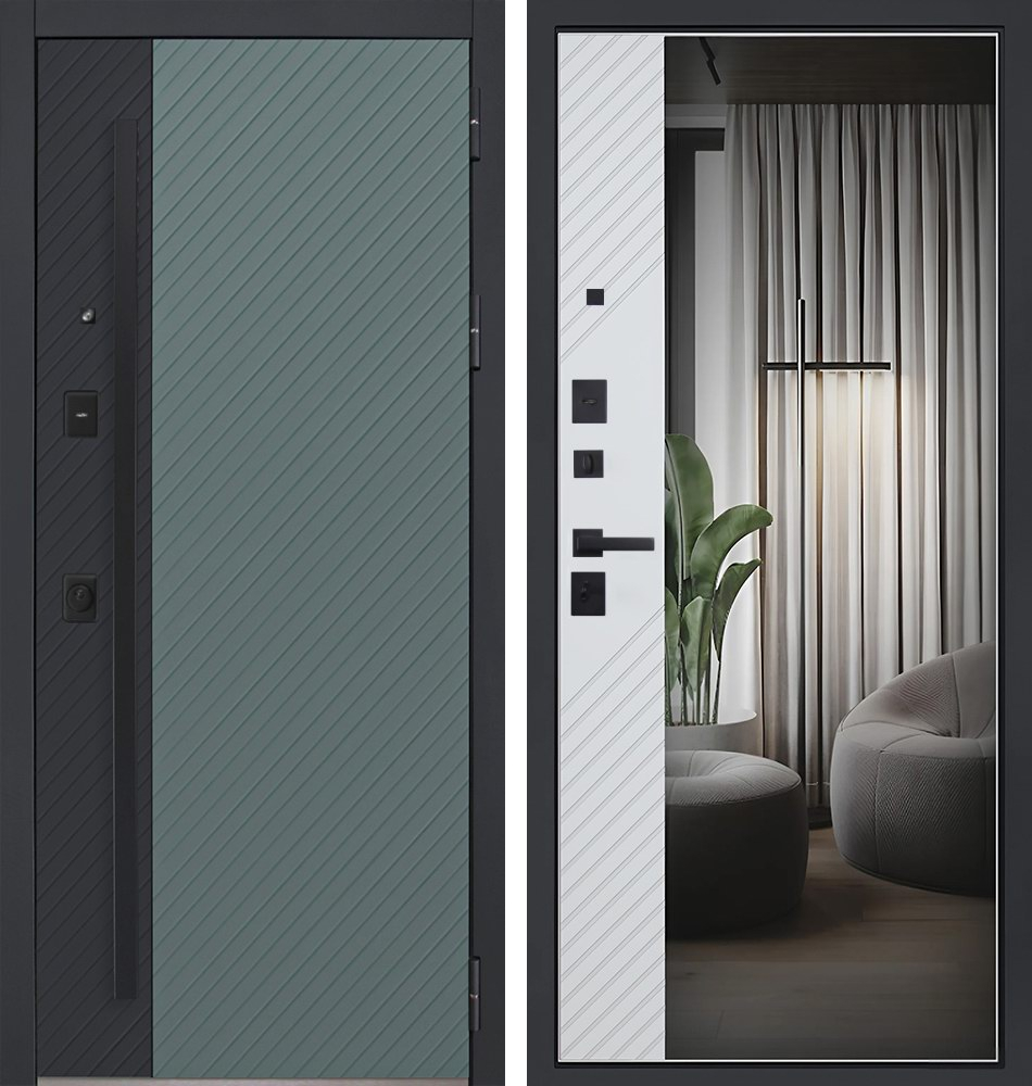 Стальная дверь "Альфа" с зеркалом. Заказная модель. | Порошковое покрытие 