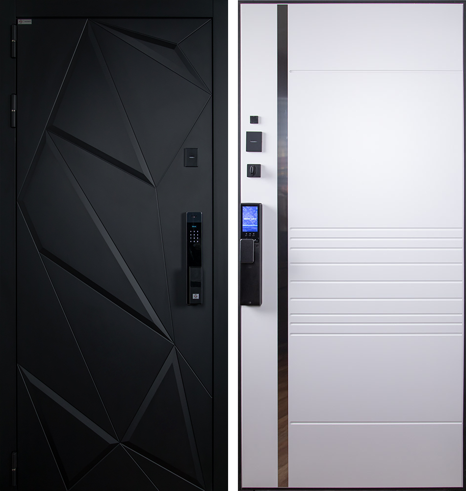 Стальная дверь "Обсидиан" 3Д (биометрический замок). Заказная модель.