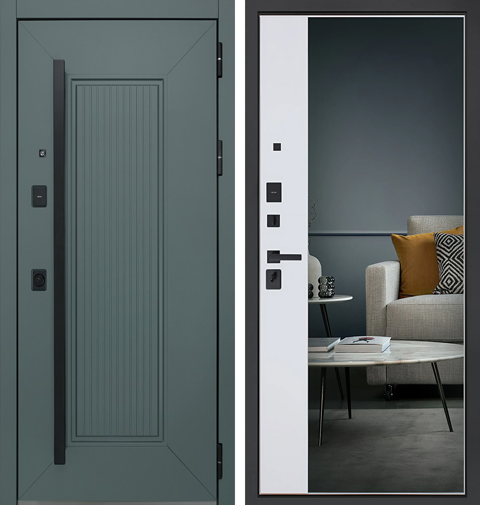 Стальная дверь "Зетта" с зеркалом. Заказная модель. | Порошковое покрытие  