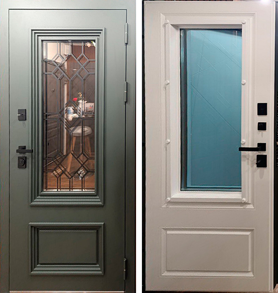 Стальная дверь "Цаворит" с окном и лазерной резкой (терморазрыв 3к). Заказная модель. | Два слоя покрытия: первый слой - цинкогрунт, второй слой - порошковое покрытие 